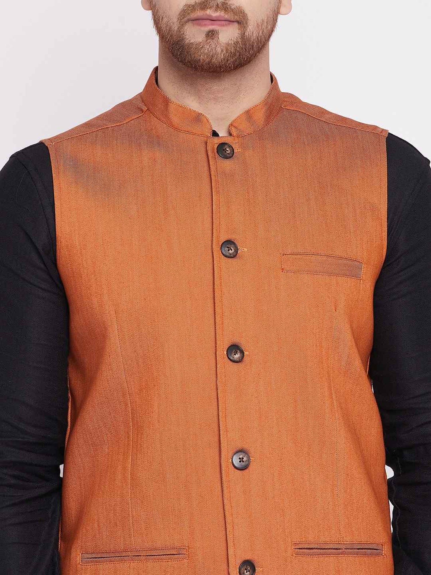 VASTRAMAY Teal Green Regular Fit Printed Nehru Jacket