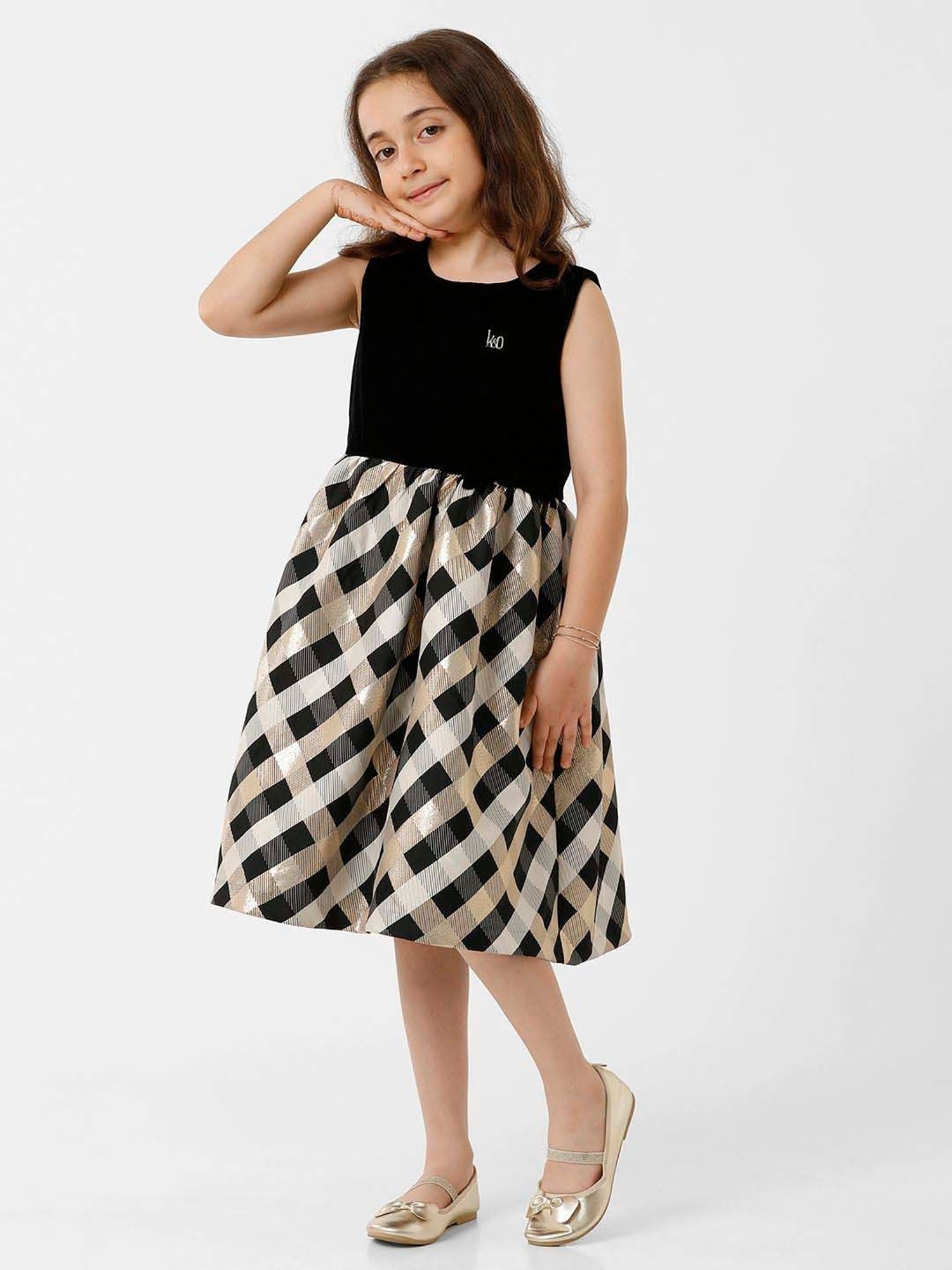 Kate & Oscar Kids Black & White Chequered Dress