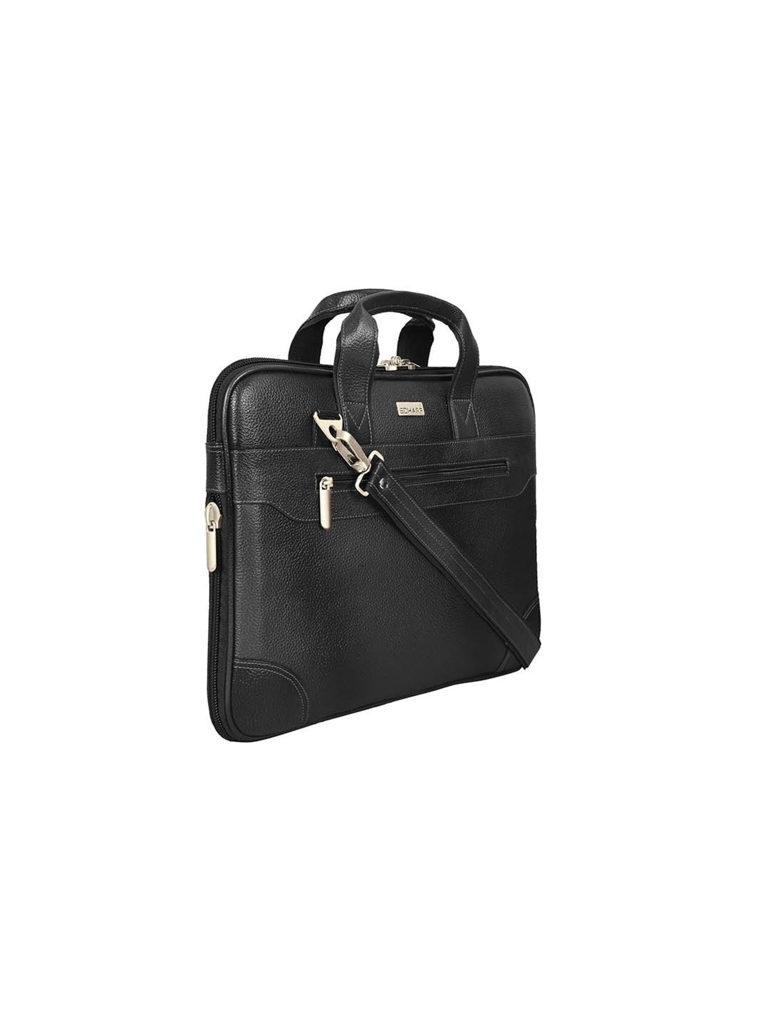 SCHARF Sir Dom  Black Leather Medium Laptop Messenger Bag - 15.6 inches