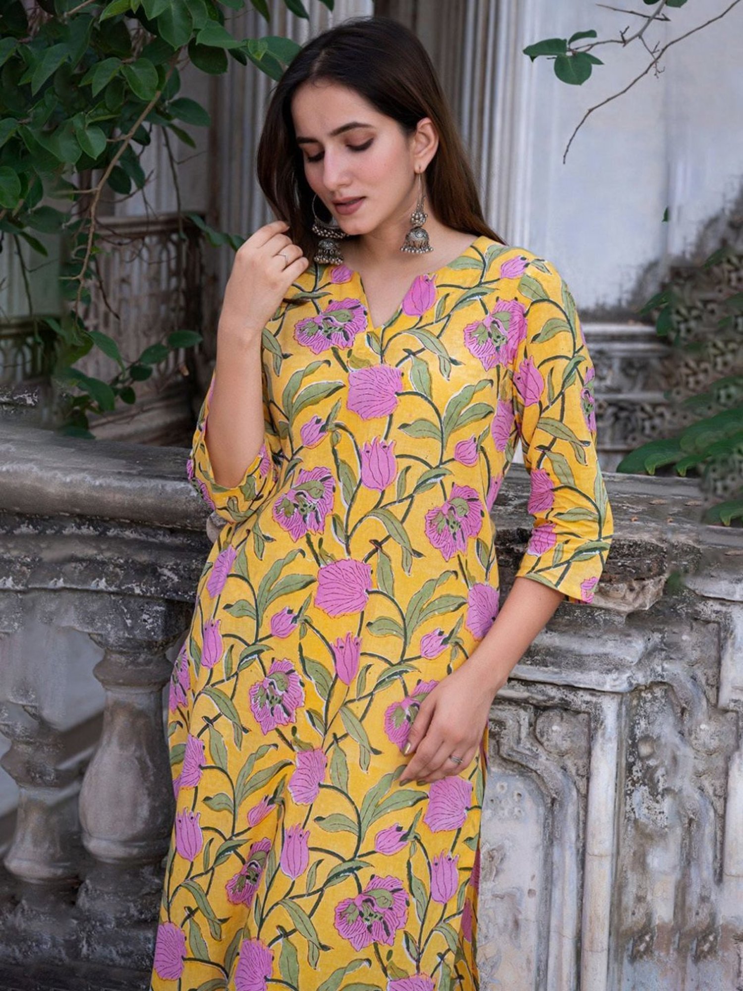 Fusion Beats Light Grey Embroidered A Line Kurta