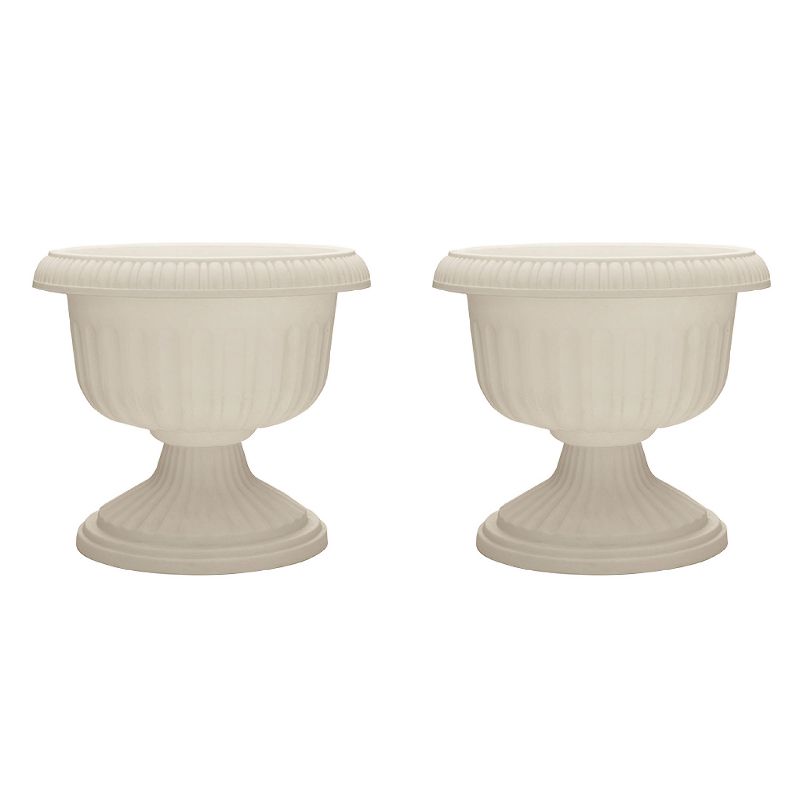 Southern Patio Dynamic Outdoor 18" Resin Grecian Urn Planter Pot, White (2 Pack)