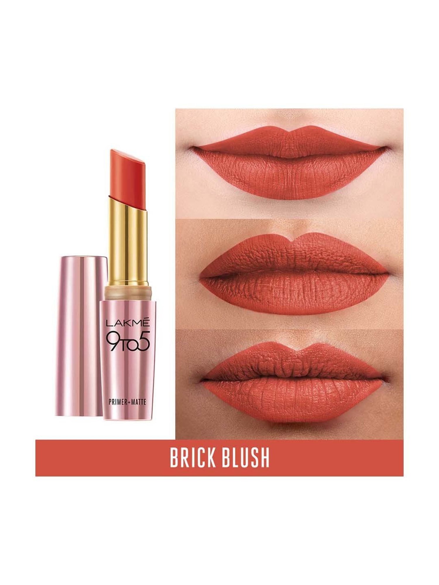 Lakme 9TO5 Primer & Matte Lip Color Brick Blush - 3.6 gm