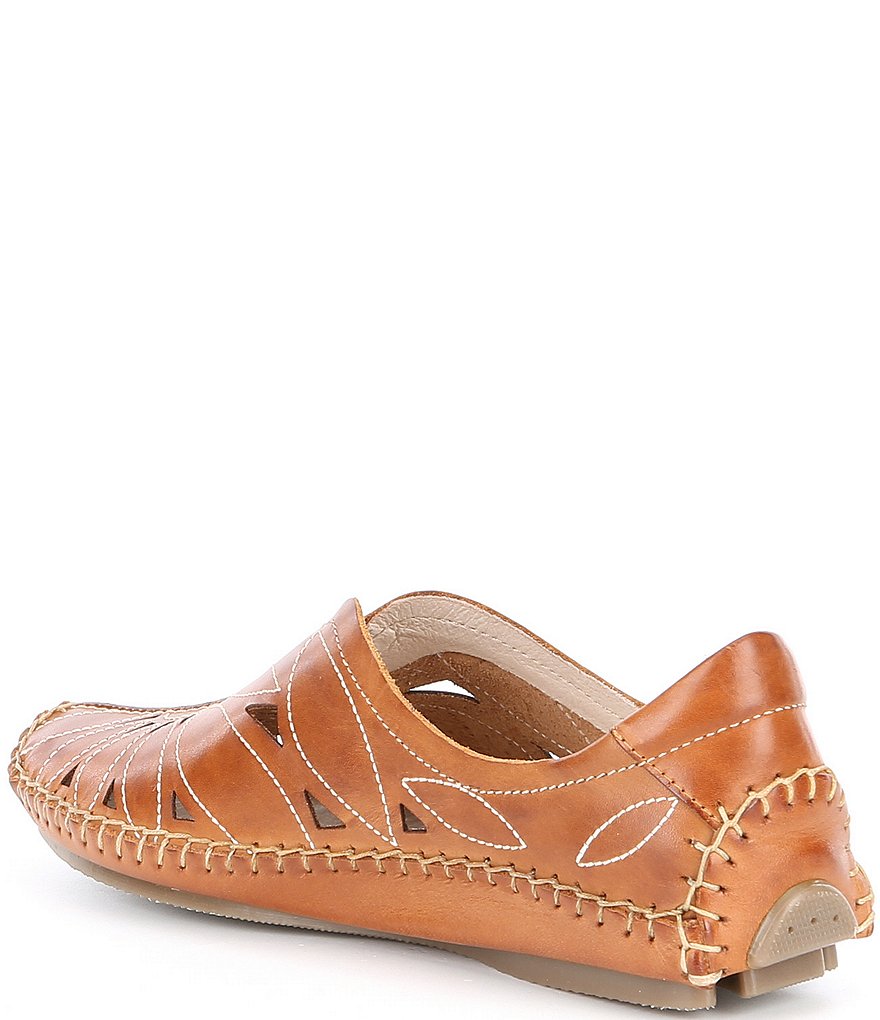 Pikolinos Jerez Floral Leather Cut-Out Detail Slip-On Moccasins