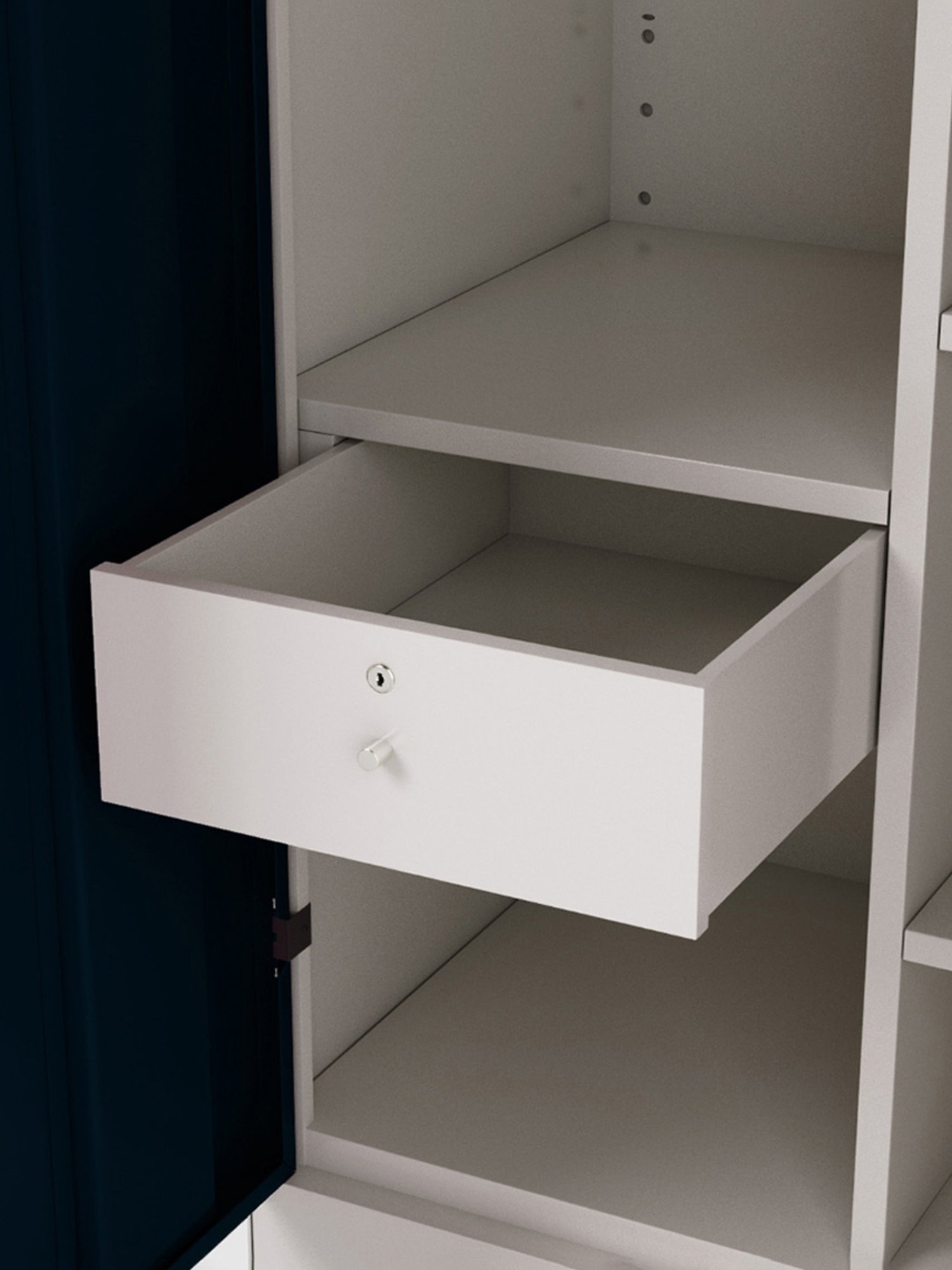 Godrej Interio Slimline 2-Door Steel Almirah, Blue (1-Year Warranty, 1 Locker, 1 Drawer,OHU)