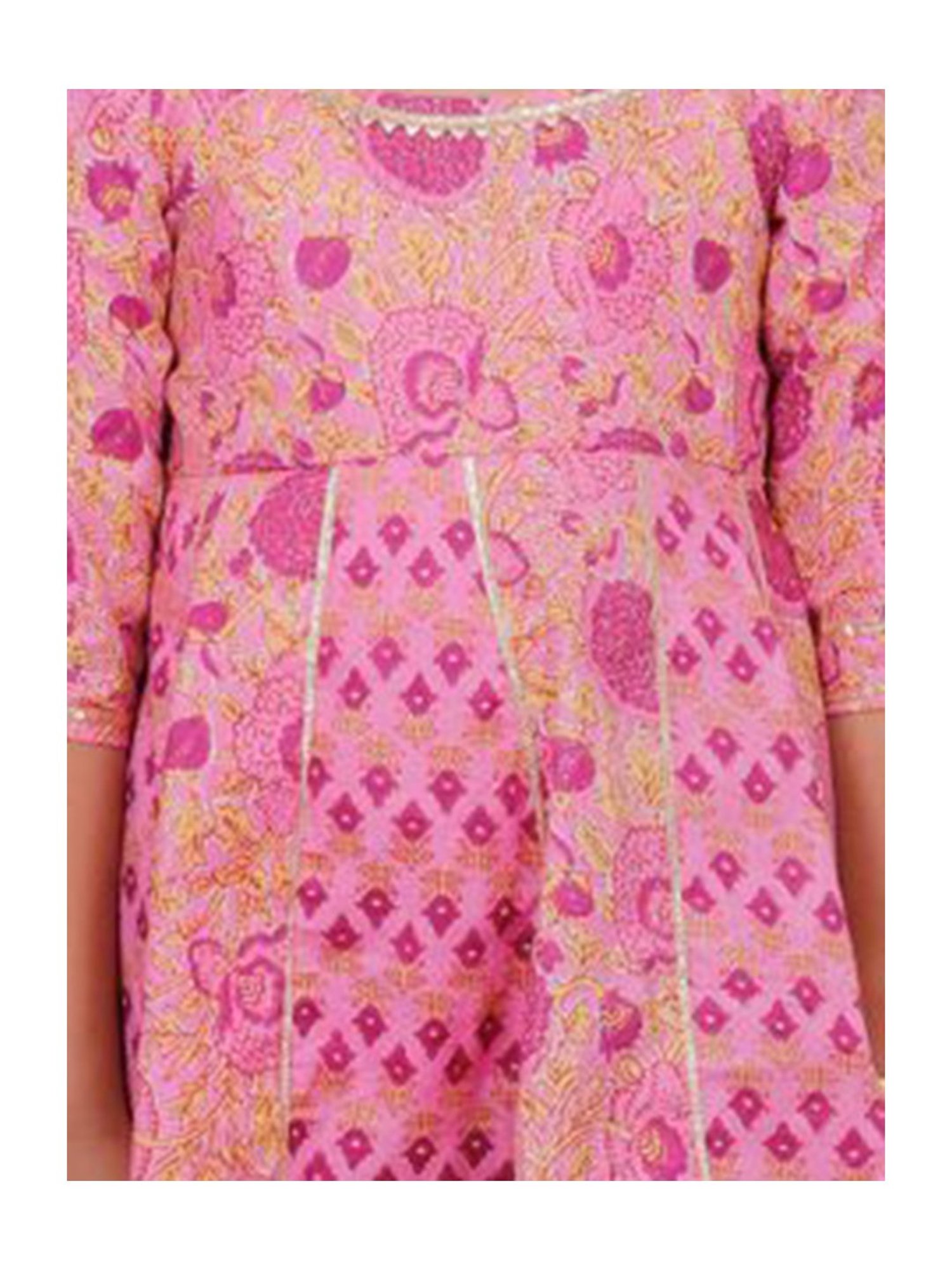 Tippy Top Kids Pink Printed Kurta with Pants