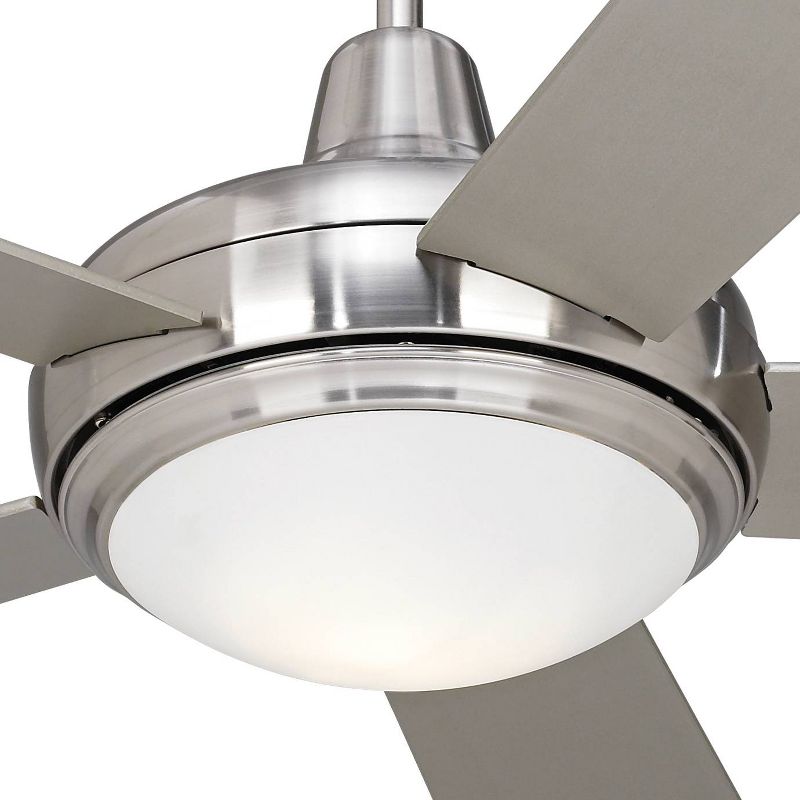 52" Casa Vieja Modern Ceiling Fan with Light LED Dimmable Remote Brushed Nickel Silver Blades for Living Room Kitchen Bedroom