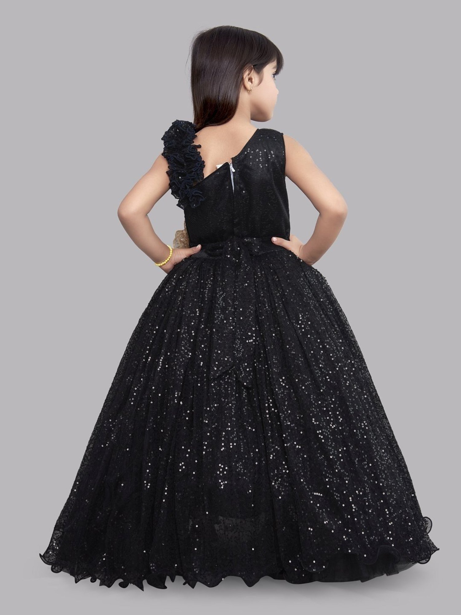 Pink Chick Kids Black Sequence Gown