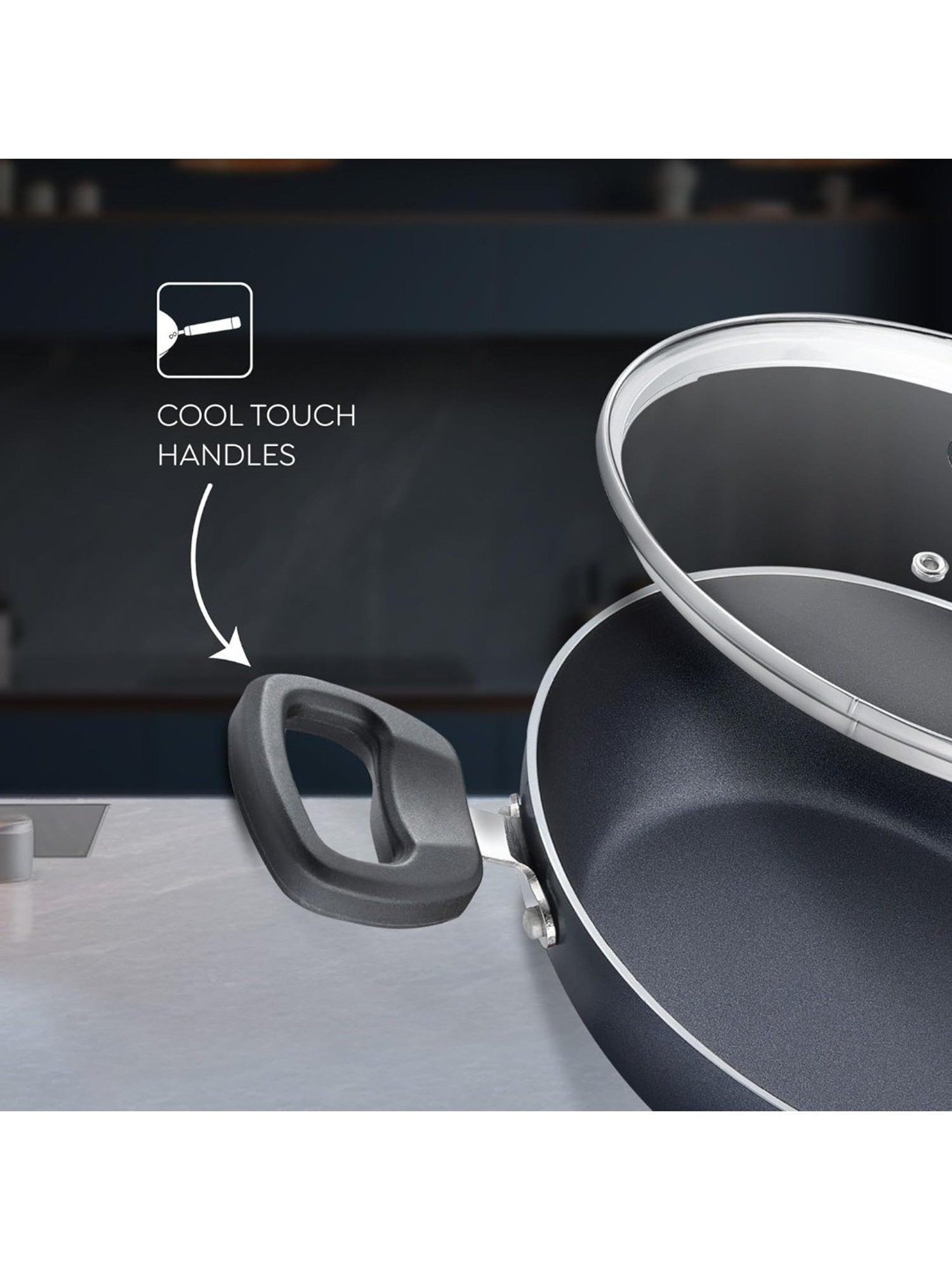 Judge by Prestige Everyday Black Aluminium Kadhai 26 cm with Lid 3.2 L