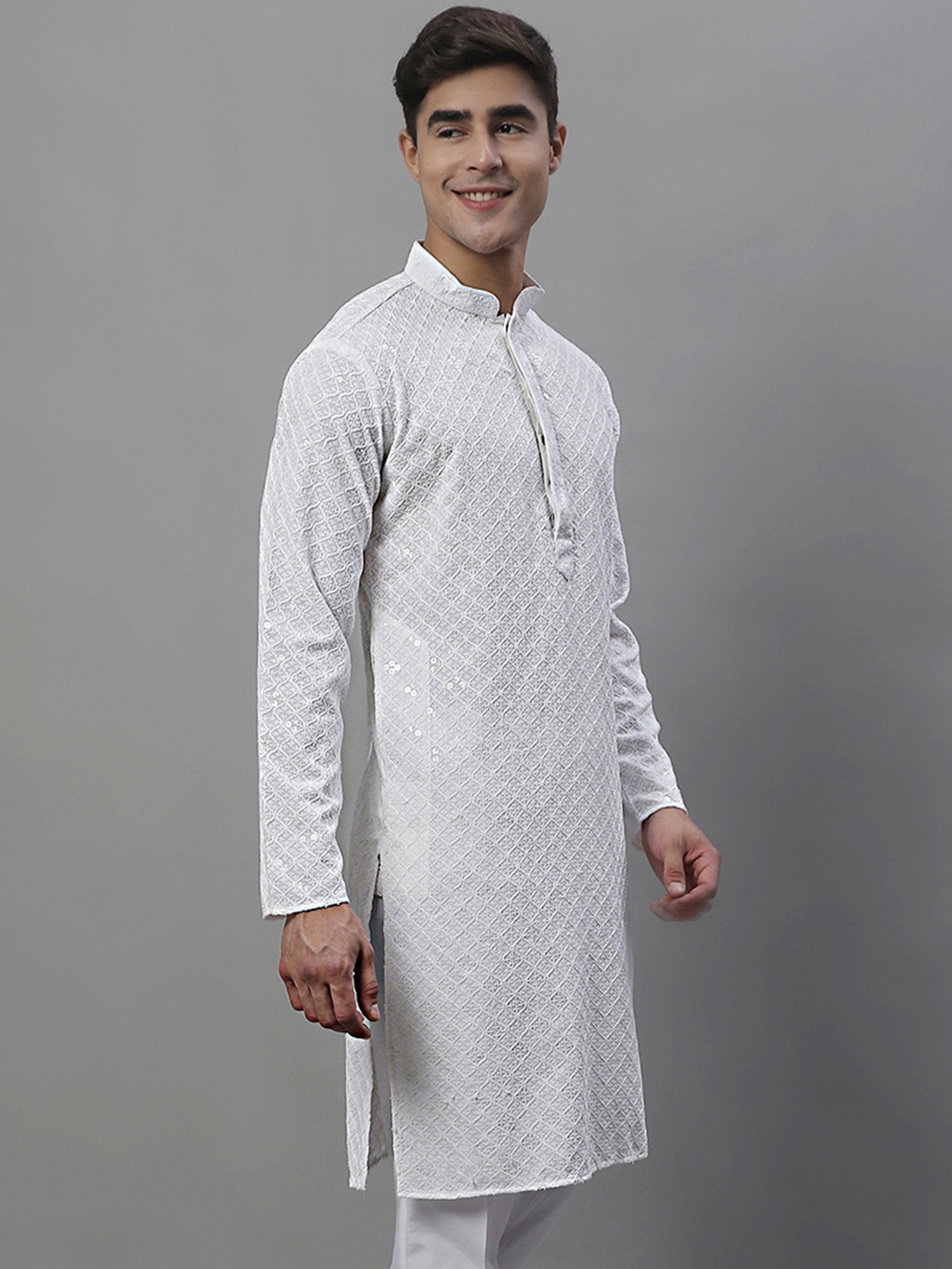 Manthan Red Full Sleeves Solid Kurta