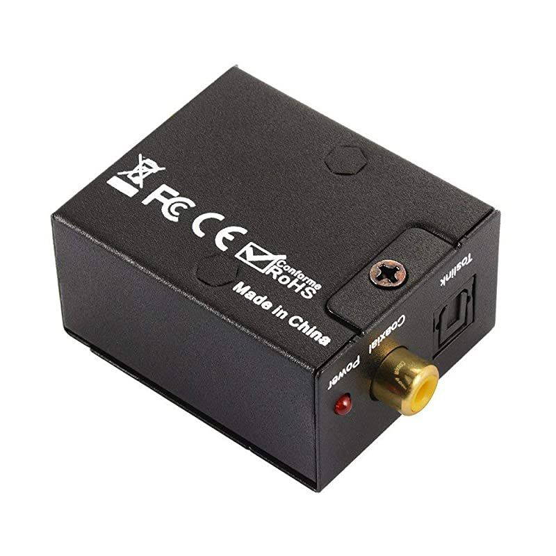 Digital Audio Converter Digital Optical Coaxial Toslink to Analog Audio Converter Stereo LR RCA Audio Adapter for HDTV DVD Bluray Home Cinema Systems PS3 Xbox X360 with Optical Cable and USB C