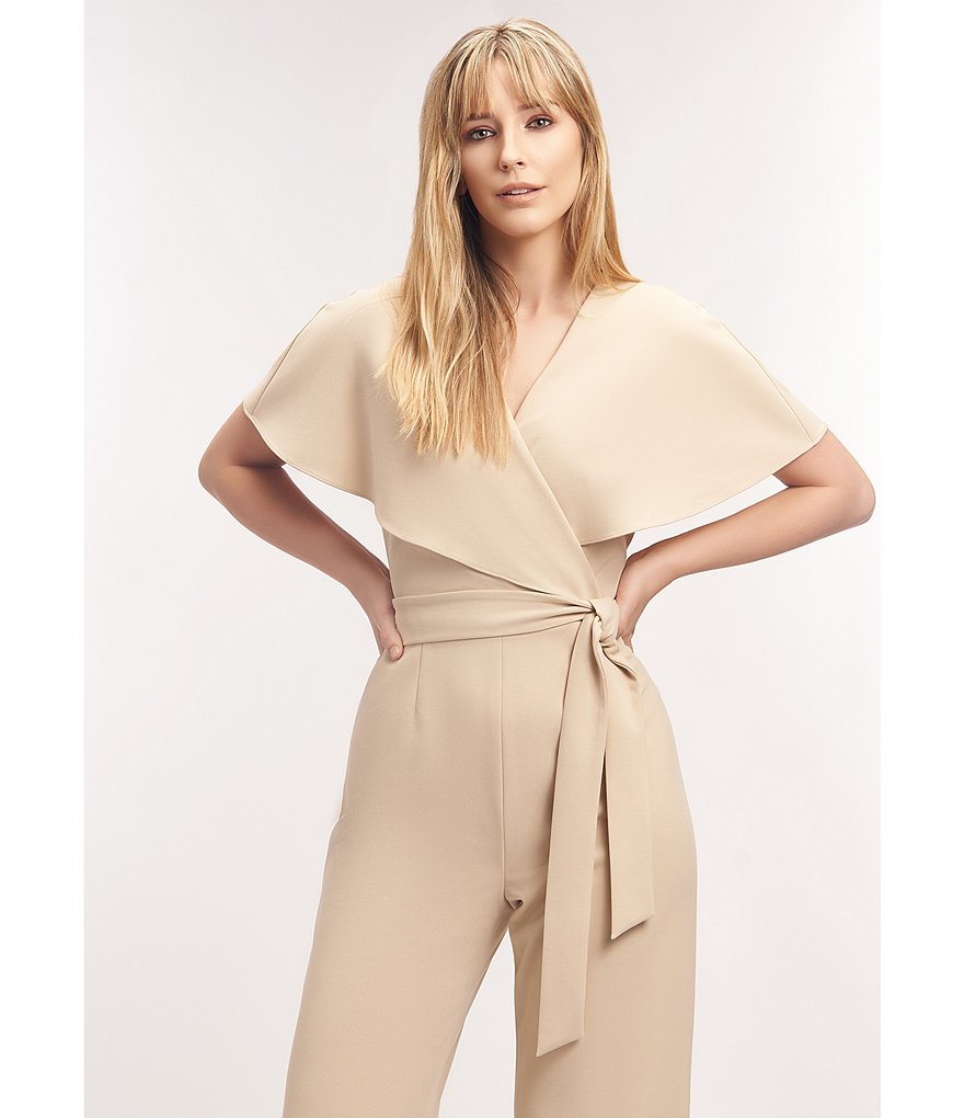 Alex Marie Beth Wrap Cape Sleeve Machine Washable Jumpsuit