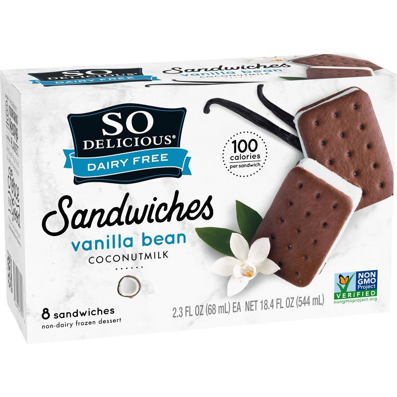 So Delicious Dairy Free Vanilla Bean Coconut Milk Frozen Dessert Sandwiches - 8ct