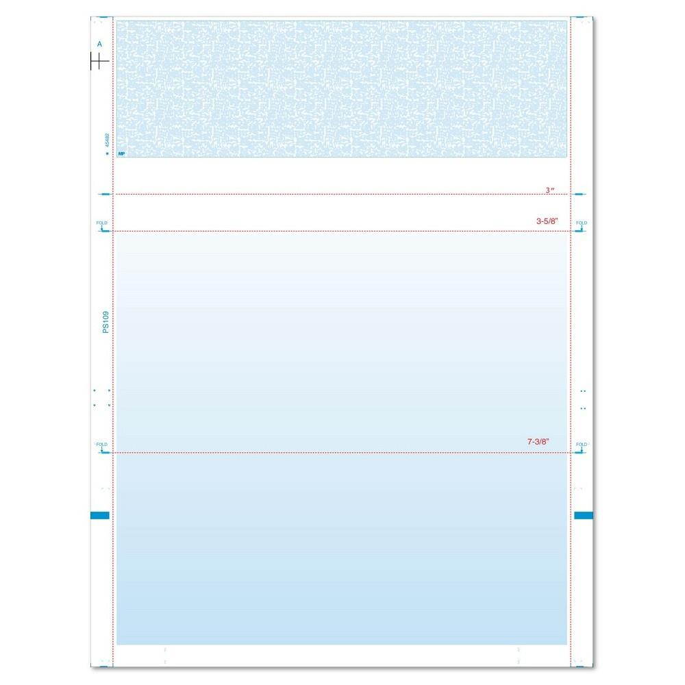 8-1/2" x 11" C Fold Duplex Check Blue - Finger Pop Opening (check at the top) (Box of 2000)