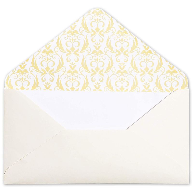 Paper Junkie 60-Pack Vintage Stationery Paper & Envelopes Letter Set, Classic Gold Foil Border Lined Paper, 8.5 x 11 inches