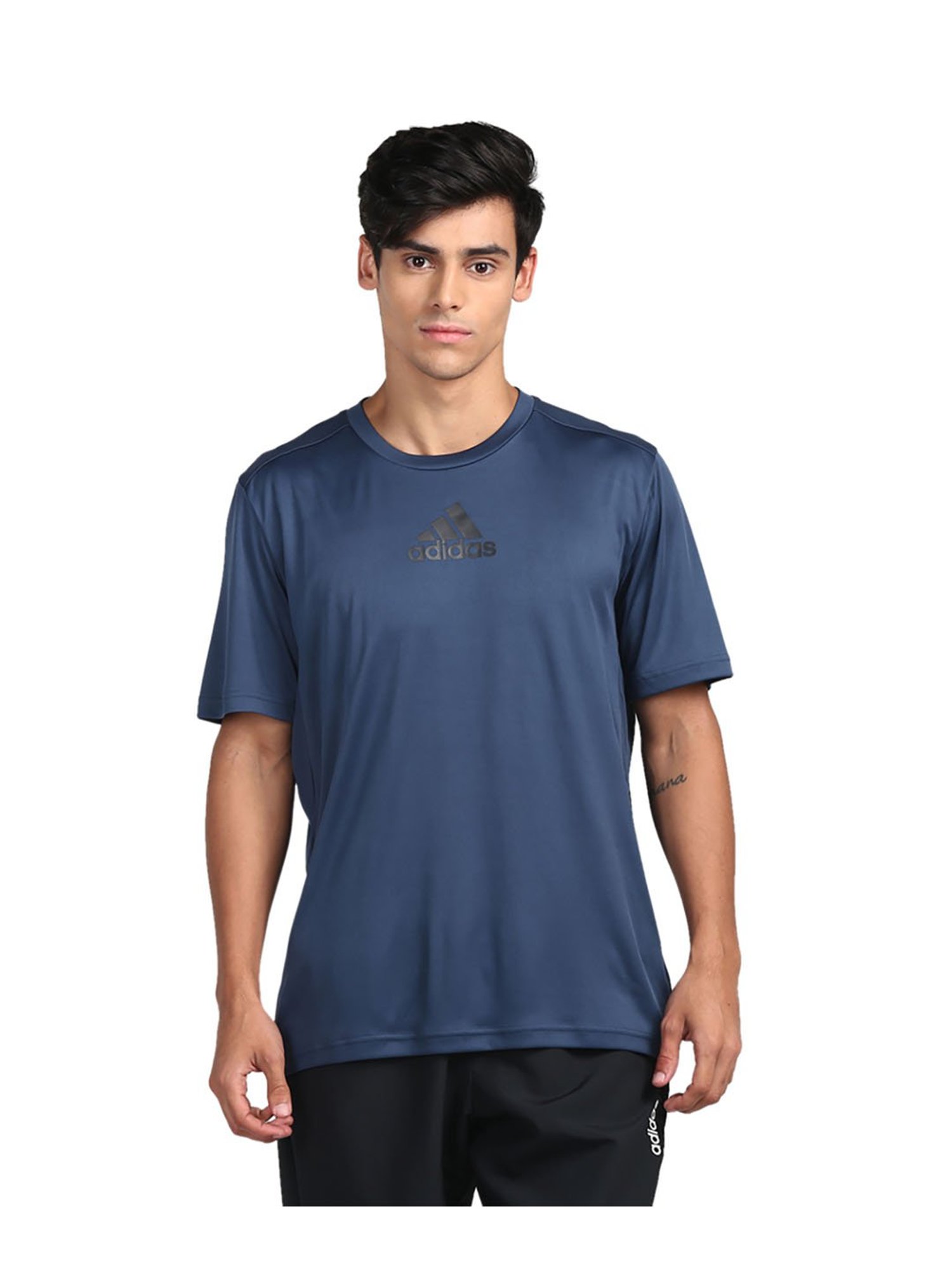 Adidas Navy & Black Logo Printed T-Shirt