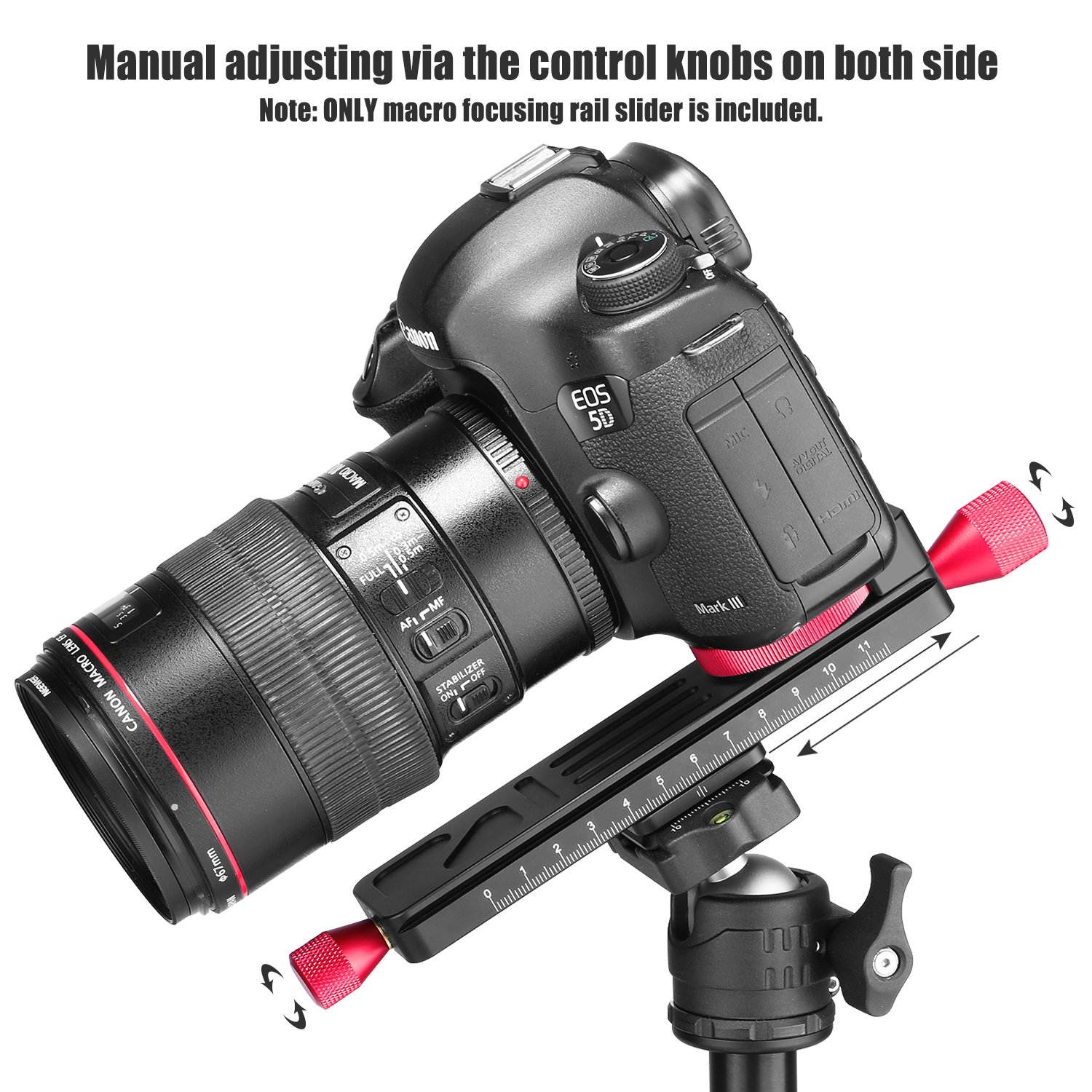 koolehaoda Metal Wormdrive Macro Focusing Focus Rail Slider/Close-up Shooting Clamp Plate: 115mm Adjustment with 1/4"Screw Head for DSLR Cameras,Tripod Ballhead, Arca/RRS Lever Clamp Compati (W-160)