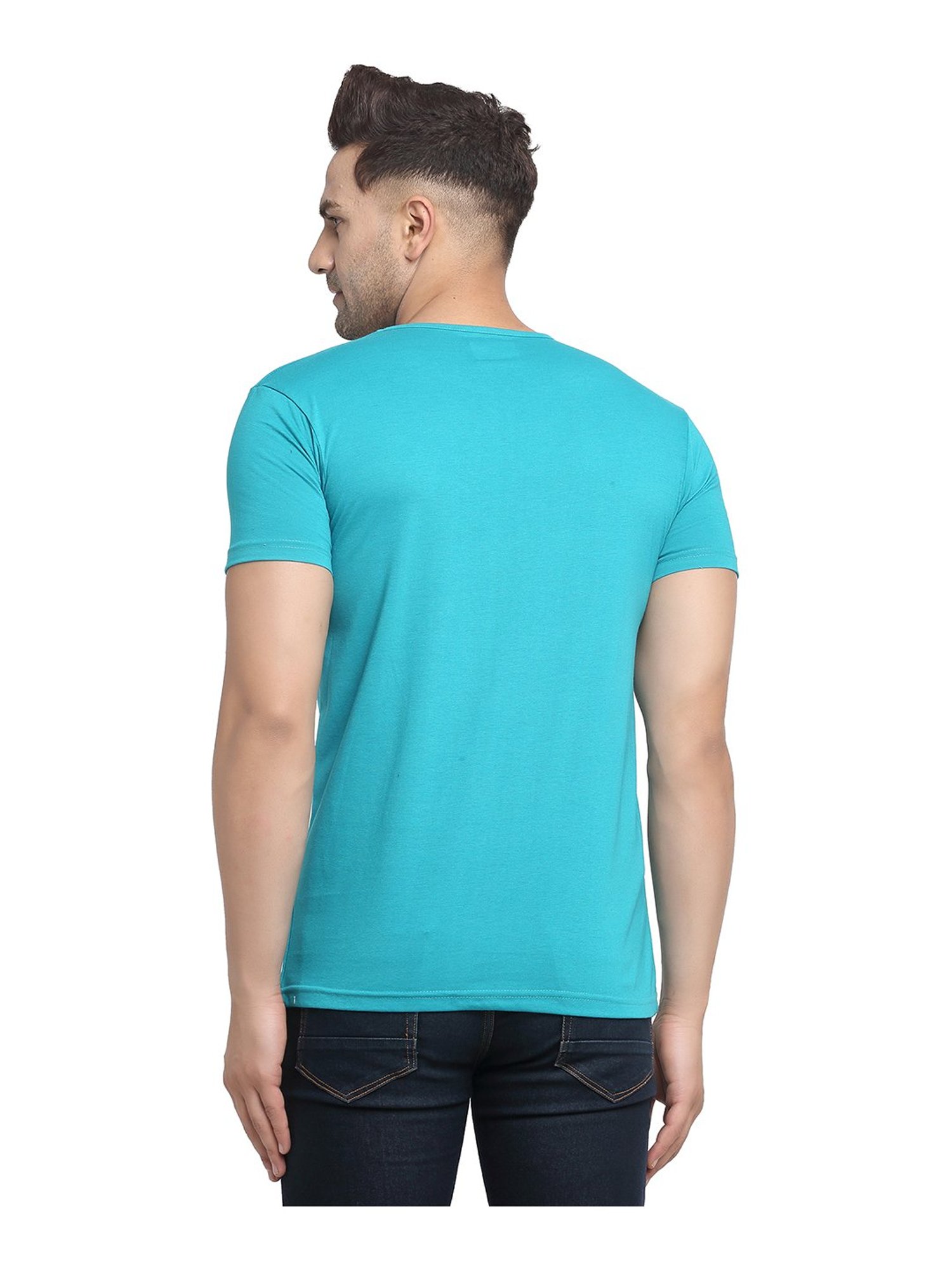 Vimal Jonney Turquoise & Dark Grey Printed T-Shirt - Pack of 2