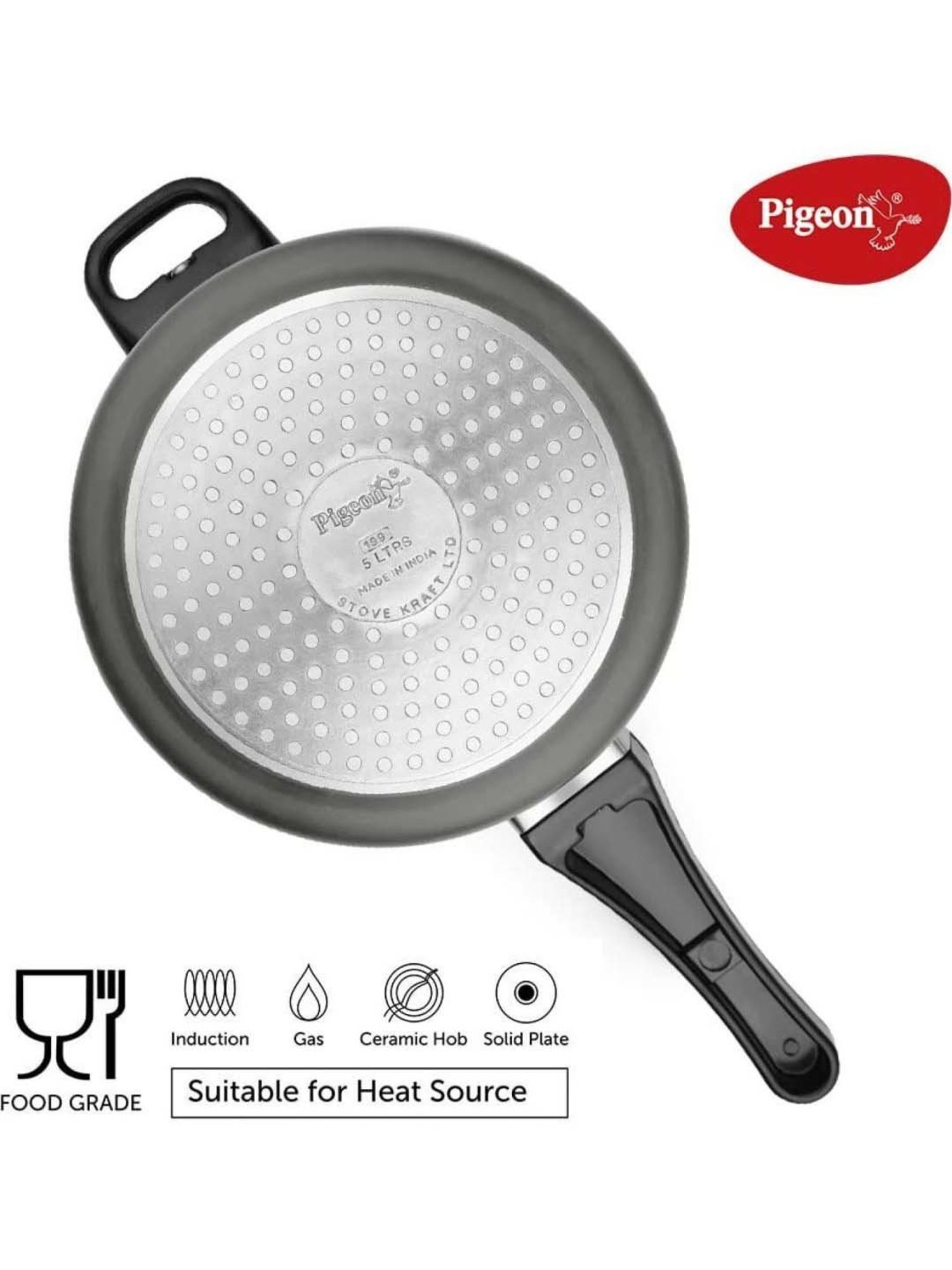 Pigeon Black Aluminium Induction Hard Anodised Pressure Cooker (2.5 L)