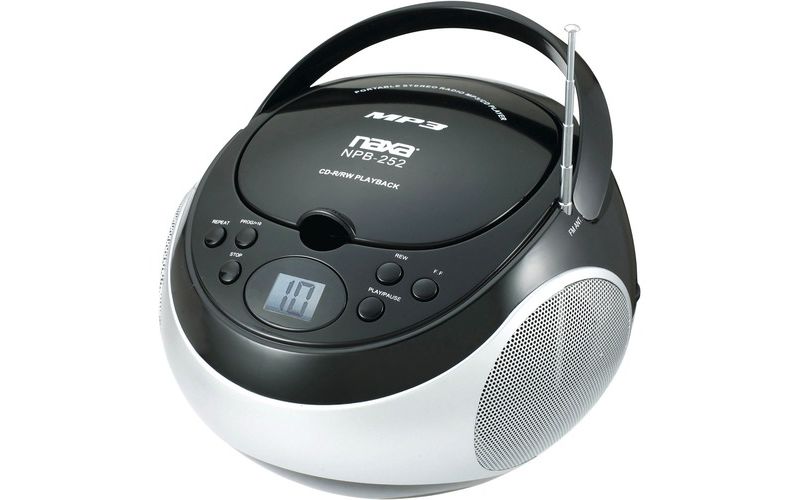 Naxa Portable MP3/CD Player with AM/FM Stereo Radio - 1 x Disc - 2.40 W Integrated Stereo Speaker - Black - CD-DA, MP3 - Auxiliary Input