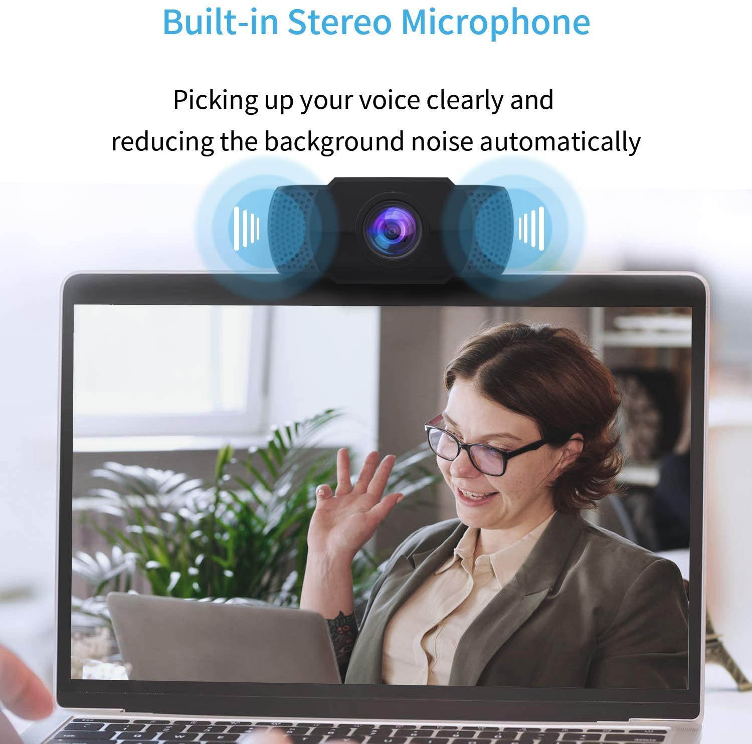 1080P Webcam with Microphone, USB 2.0 Desktop Laptop Computer Web Camera with Auto Light Correction, Plug and Play, for Video Streaming, Conference, Game,Study