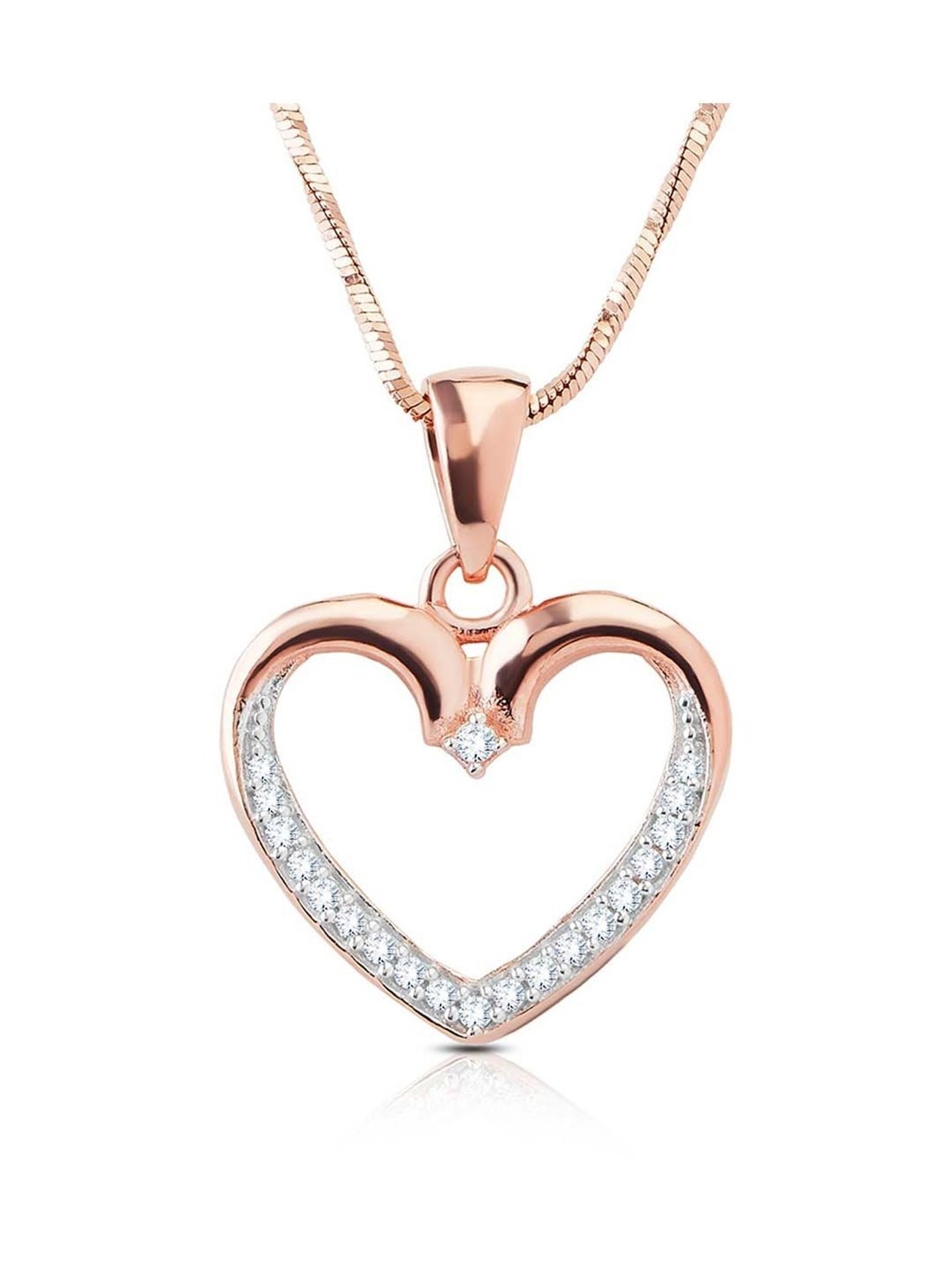 Anayra 92.5 Sterling Silver Heart Pendant with Chain for Women