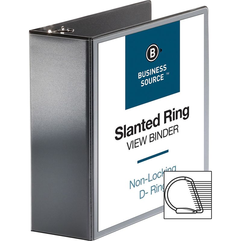 Business Source D-Ring View Binder 4" Capacity 11x8-1/2" Black 28450