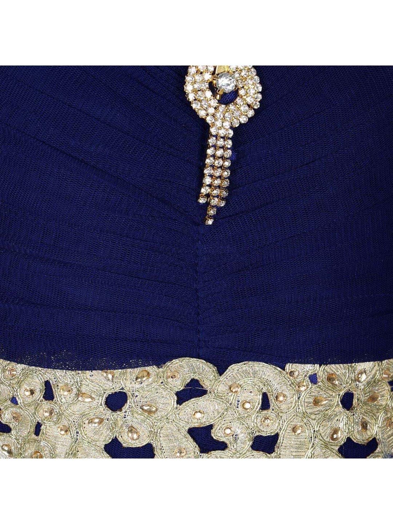 AJ Dezines Kids Navy Zari Work Gown