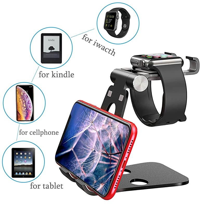 Tablet Stand Double Foldable Phone Stand Tablet Holder Iwatch Cradle Desktop Stands Compatible with Phone 11 Pro Xs Xs Max Xr X 8 7 6 6s Plus iPad Tablets 710quot Black