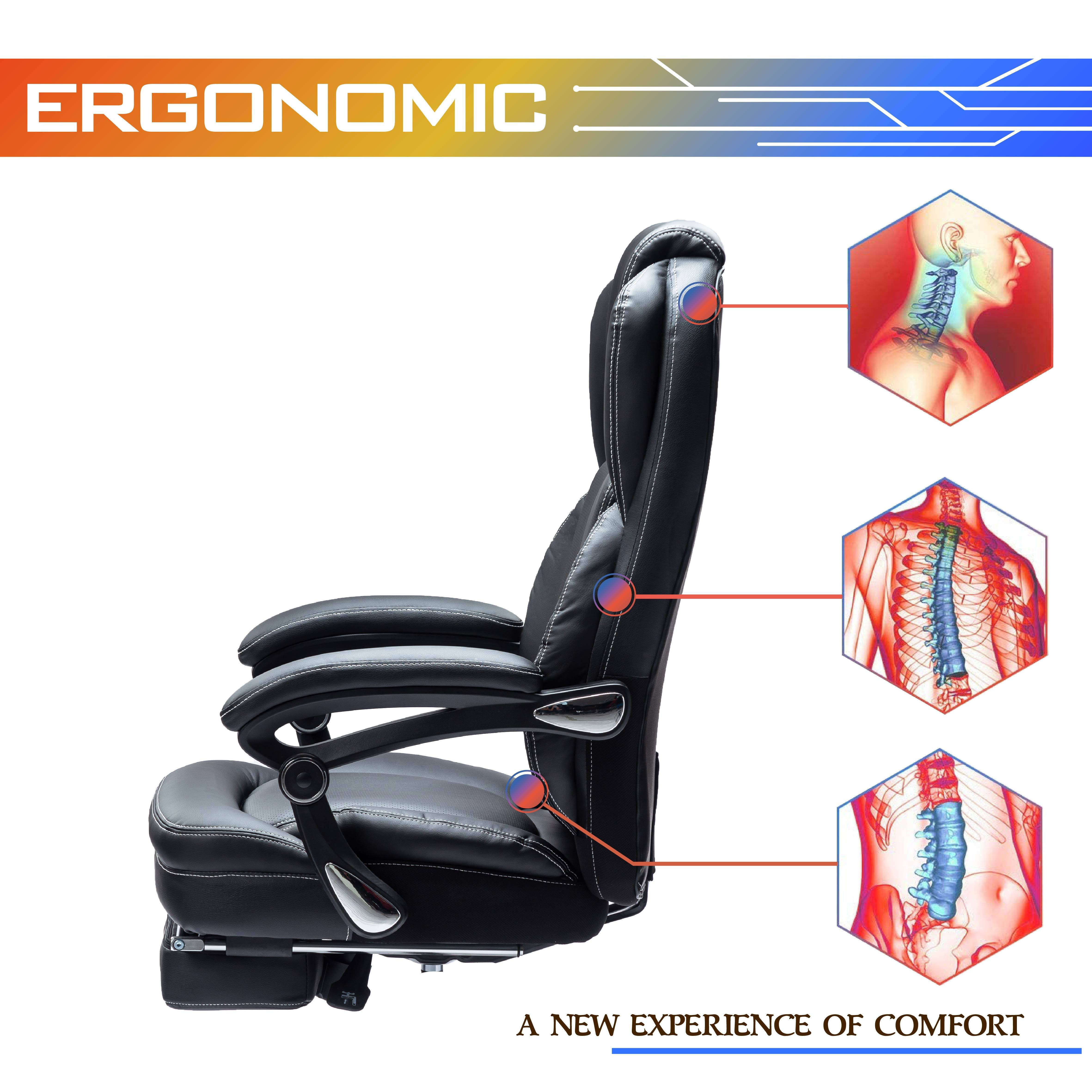 Kasorix Big and Tall Executive Office Chair with Footrest,Desk Chairs with Lumbar Support,Ergonomic Adjustable Bonded PU Leather Rolling Chair