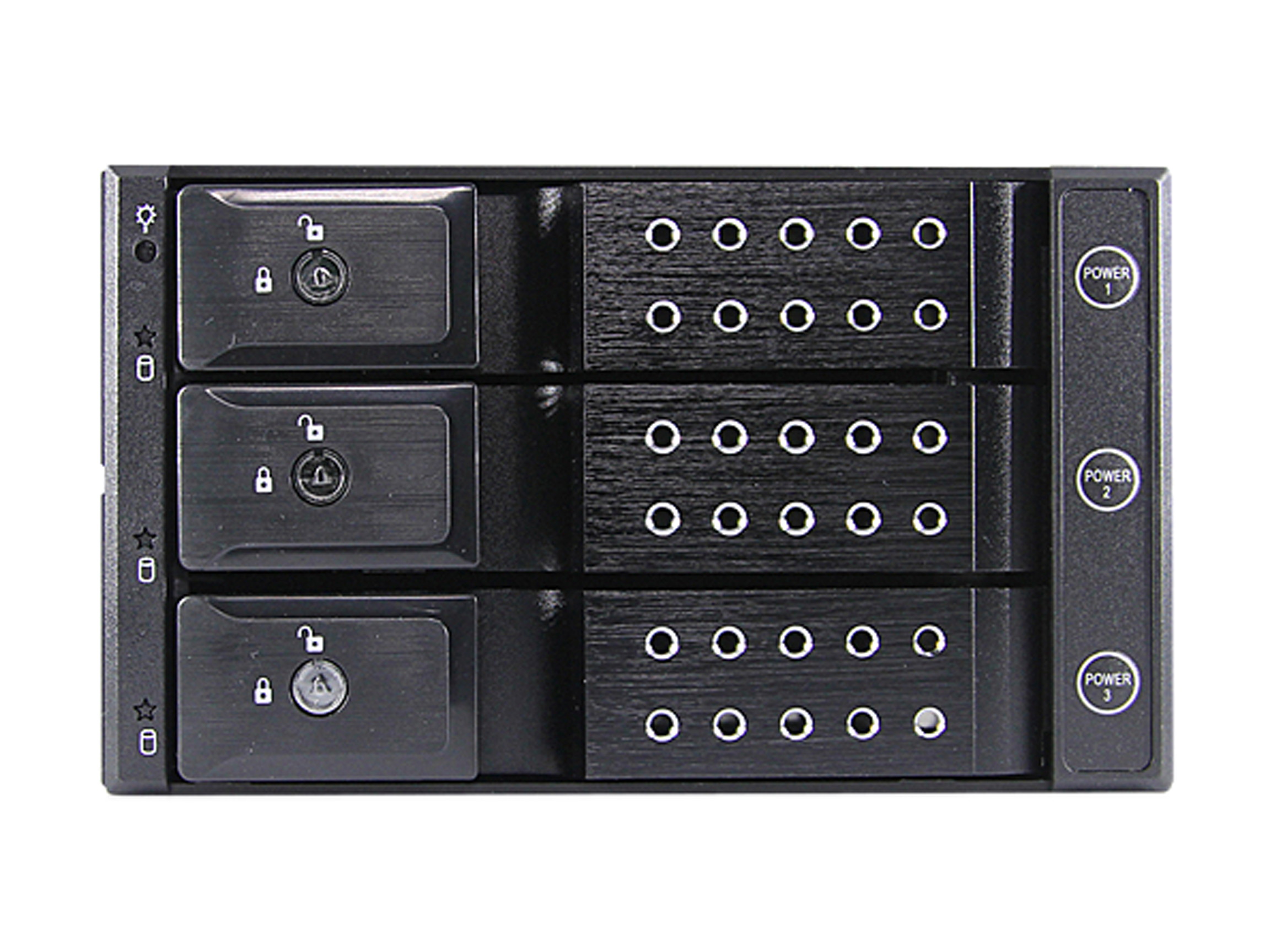 iStarUSA BPN-DE230P-BLACK Trayless 2x 5.25" to 3x 3.5" 12Gb/s HDD Hot-swap Rack with Independent HDD Power Switch