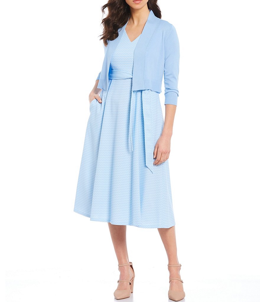 Calvin Klein 3/4 Sleeve Open Front Rayon Crop Shrug