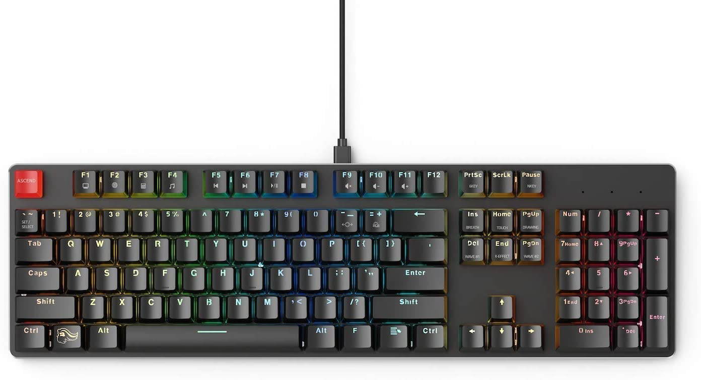 Glorious Modular Mechanical Gaming Keyboard - Full Size (104 Key) - RGB LED Backlit, Brown Switches, Hot Swap Switches (Black)(GMMK-BRN)