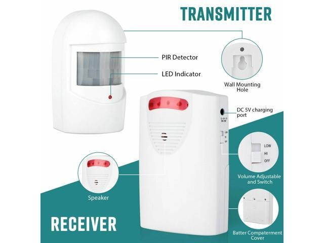 Wireless Driveway Alarm Infrared Motion Sensor Home Alert Security System IP44