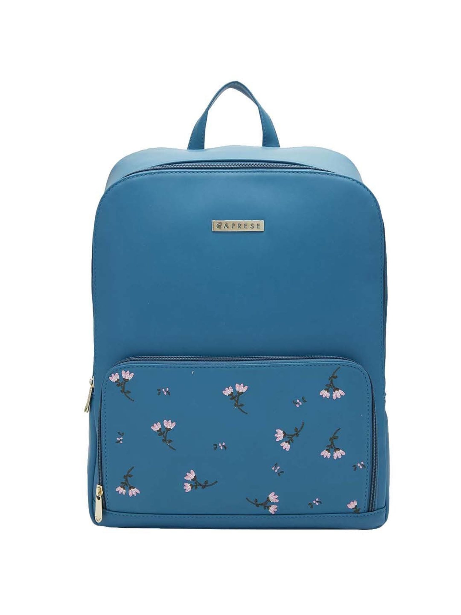 Caprese Adah Blue Embroidered Large Backpack