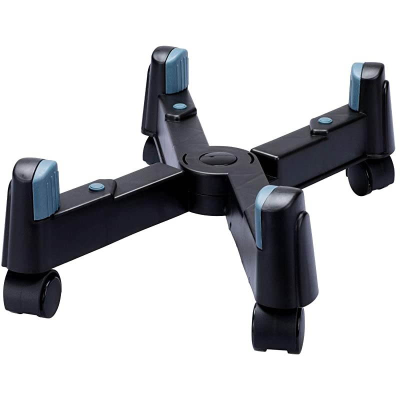 Mobile CPU Stand Desktop Computer Tower Holder Cart with Adjustable Width and 4 Caster Wheels Fits Most PC or Computer Cases Under Desk Black