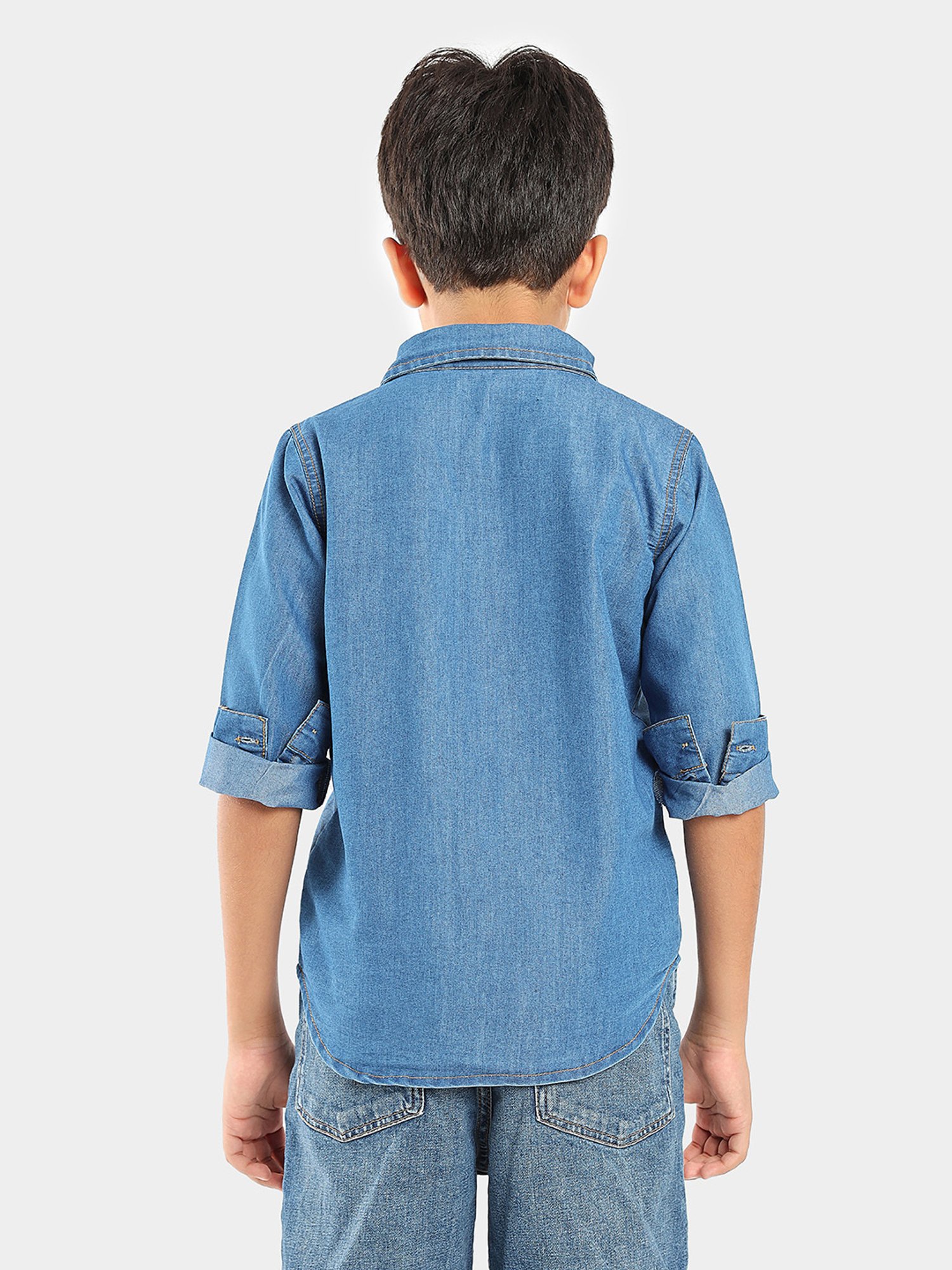 LilPicks Boys Blue Solid Shirt