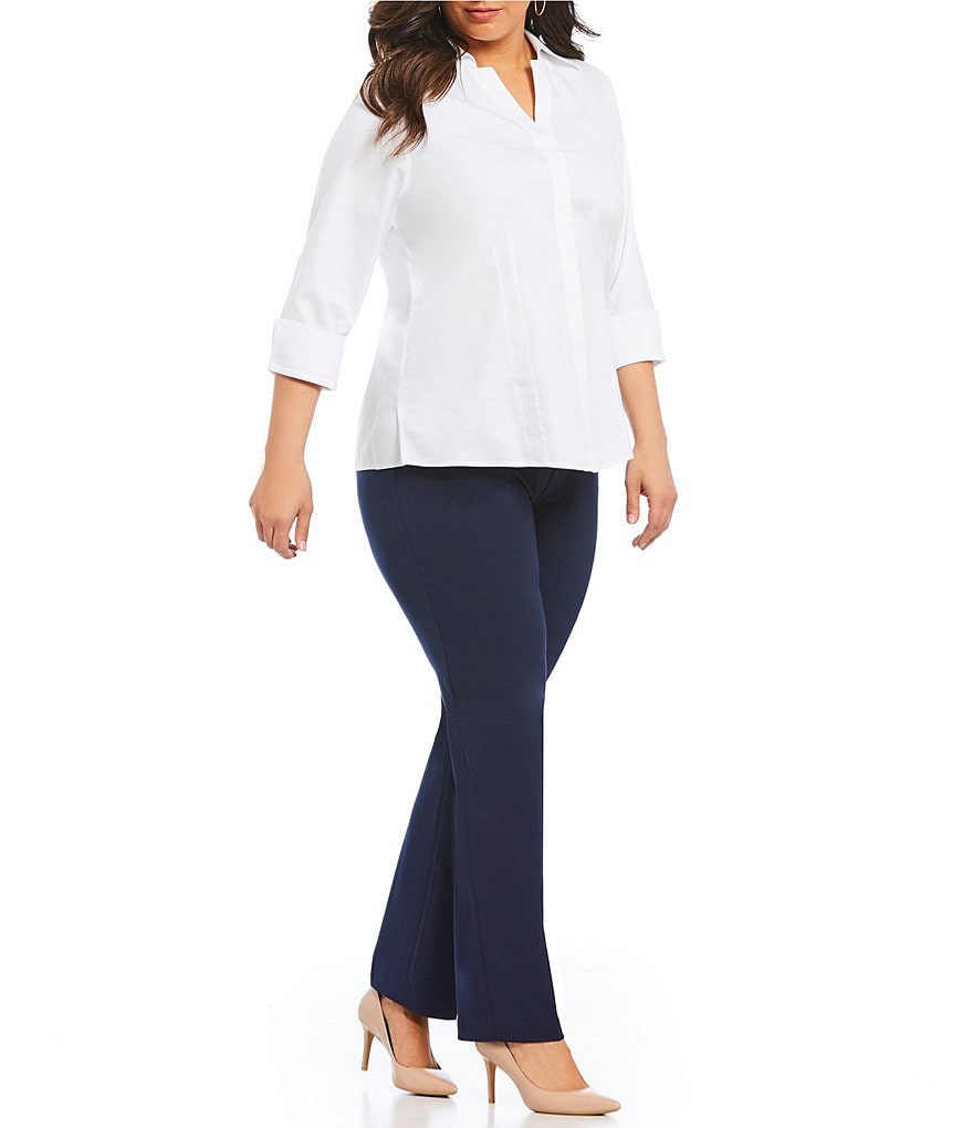 Investments Plus Size the PARK AVE fit Pull-On Straight Leg Pant with Pockets
