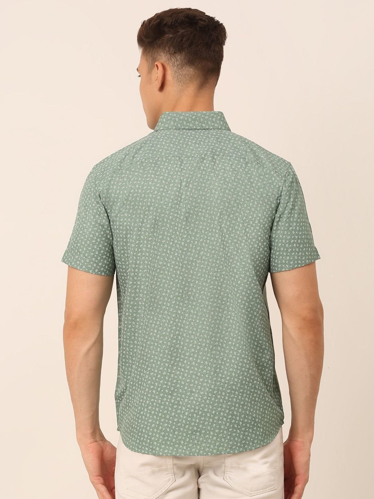 Jainish Green Regular Fit Printed Shirt
