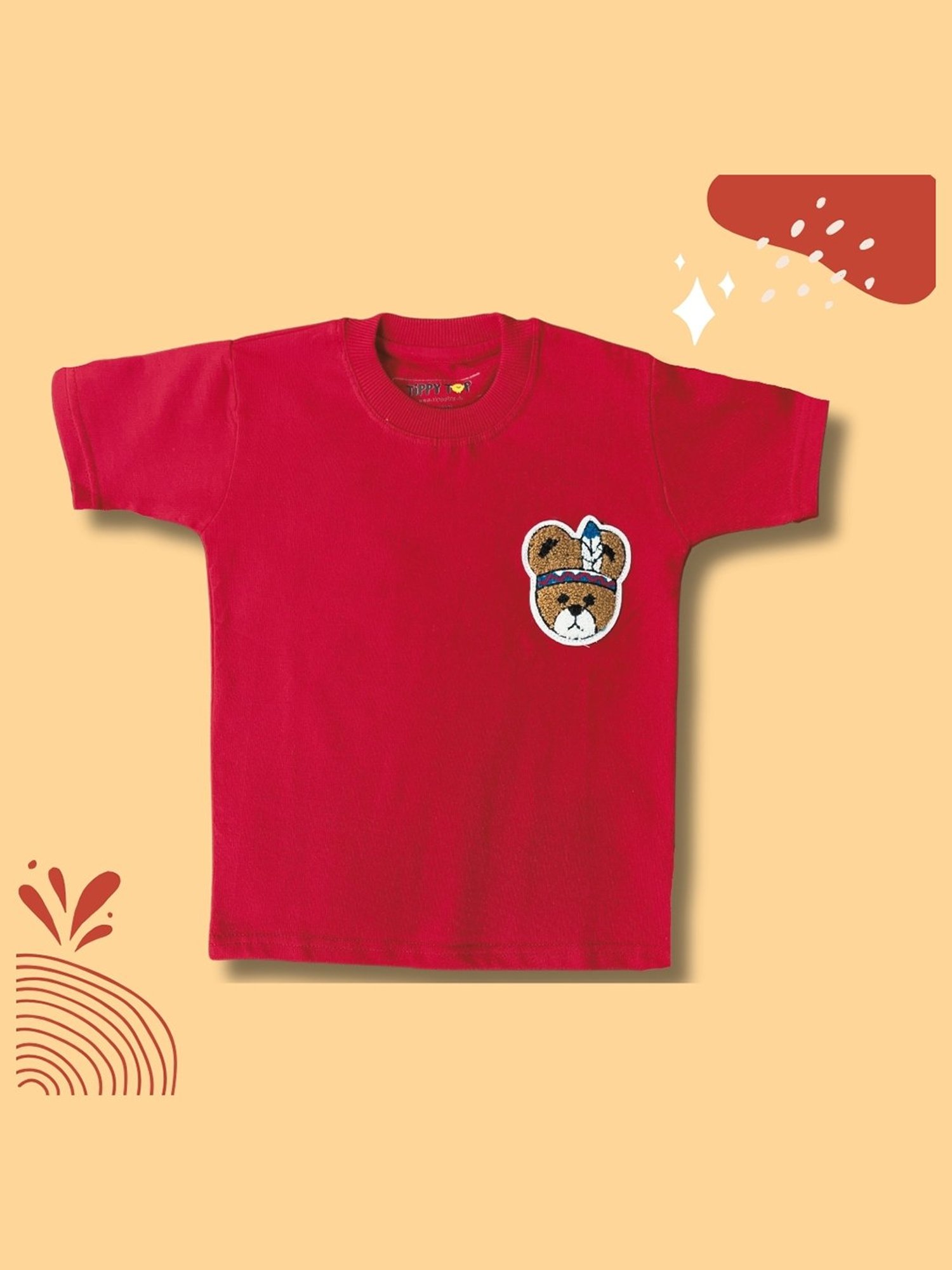 Tippy Top Kids Red Self Design T-Shirt