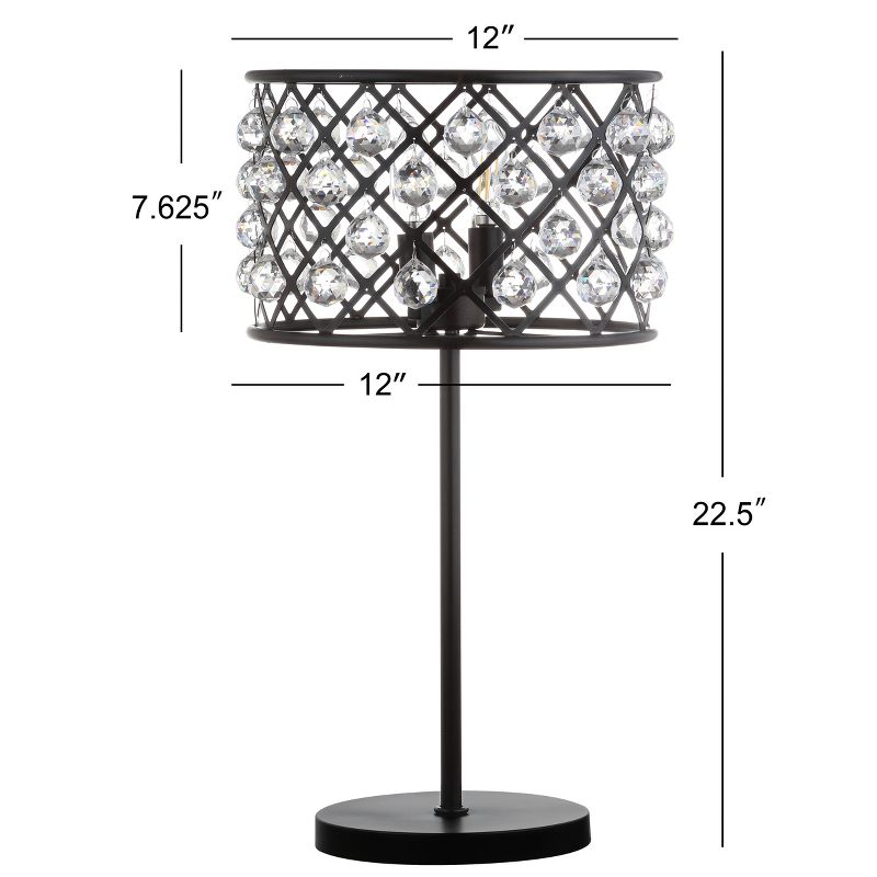 22.5" Metal/Crystal Gabrielle Table Lamp (Includes LED Light Bulb) Black - JONATHAN Y