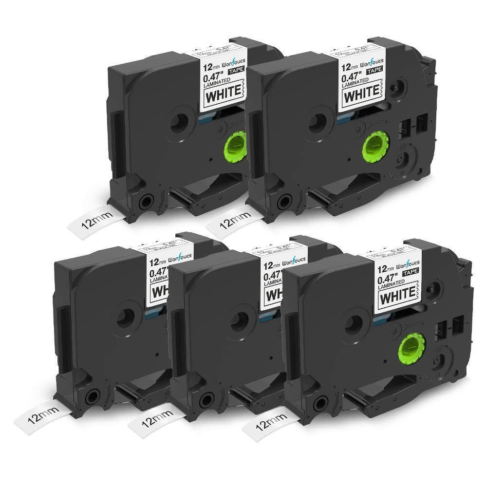 12mm 0.47 Inch Label Maker Tape Compatible with Brother PTouch PTD400 PTD210 Label Maker, 5-Pack Replace TZe-231 TZ 231