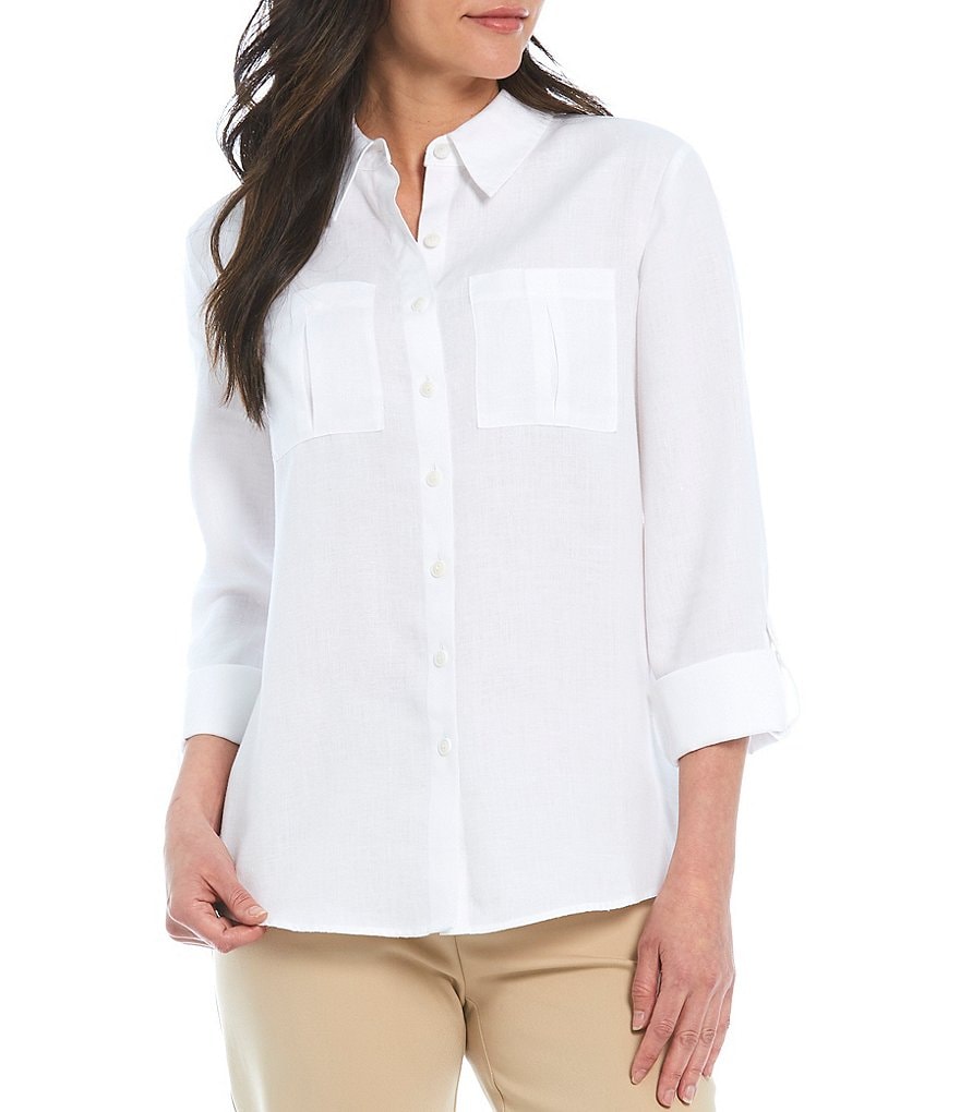 Investments Petites Hannah Gold Label Non-Iron Hemp Relaxed Shirt