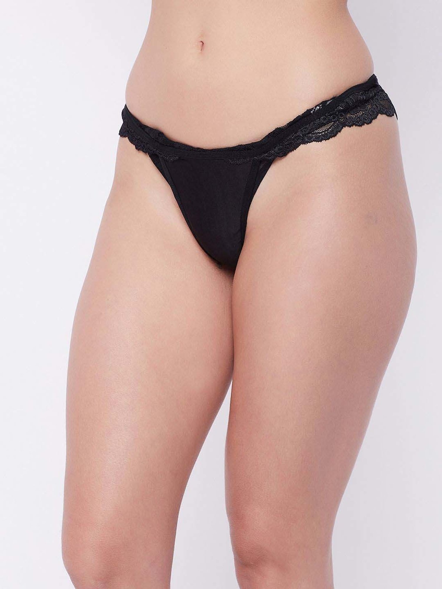 Secrets By ZeroKaata Black & Blue Lace Work Thong Panty - Pack Of 3