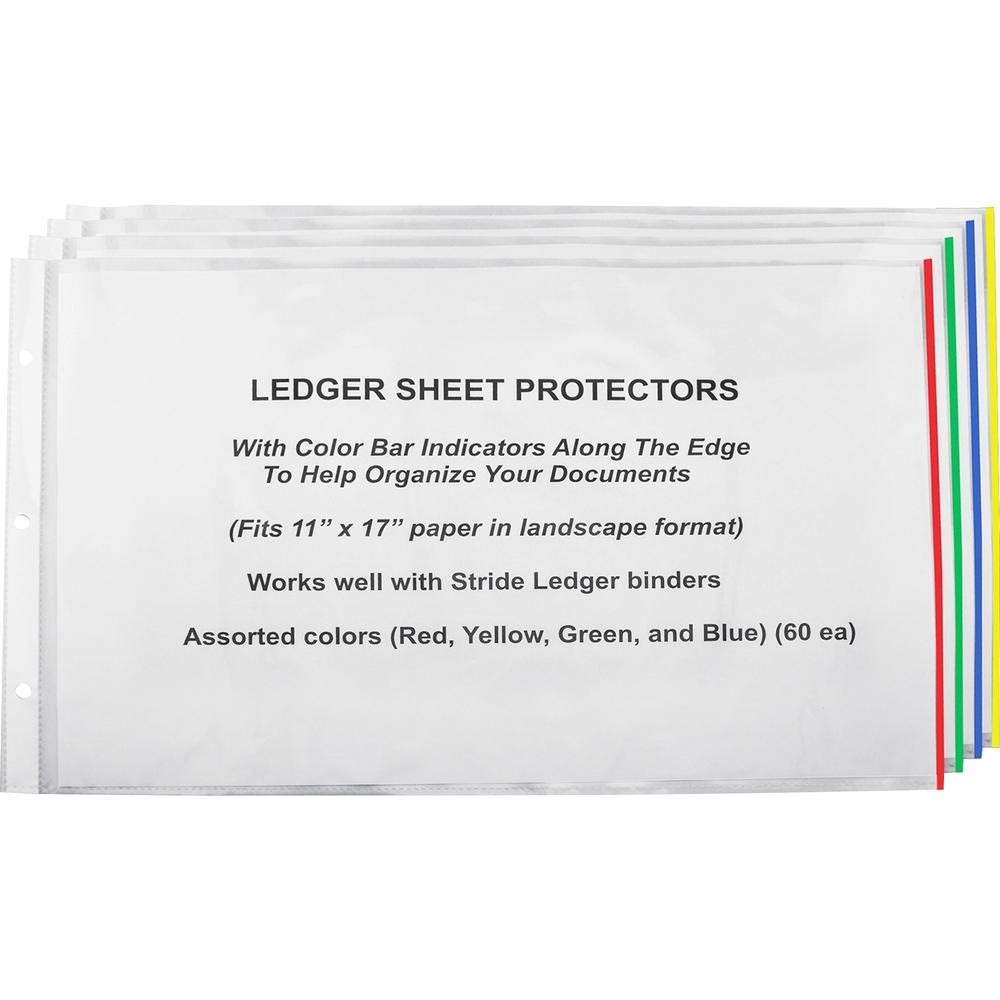Stride Sheet Protectors 11"x17" 15/BX CL/ AST Color Bars 61400