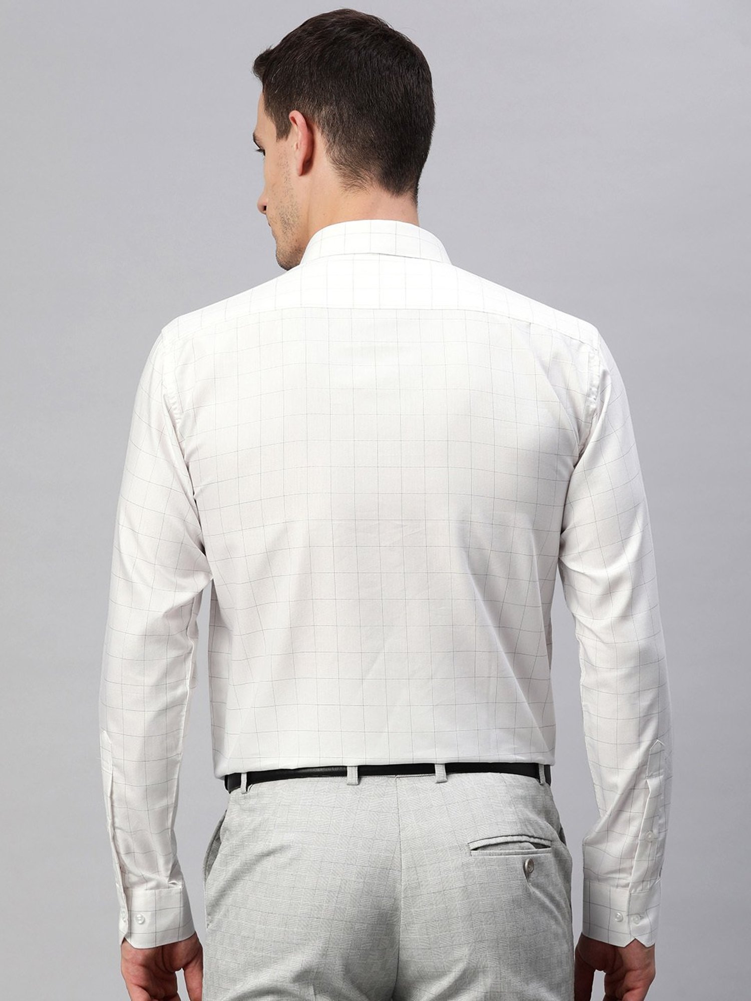 ManQ White Regular Fit Check Shirt