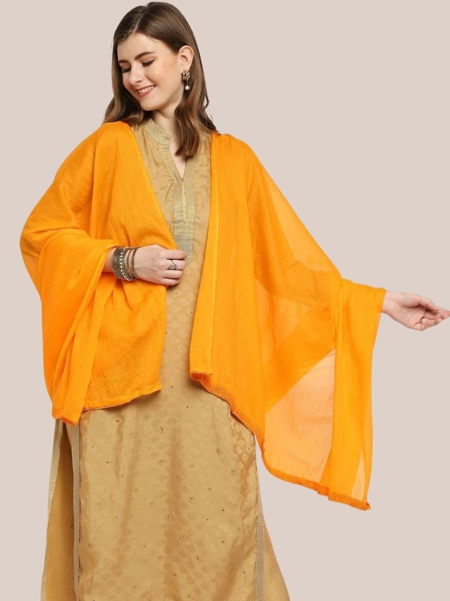 Dupatta Bazaar Kesari Cotton Dupatta