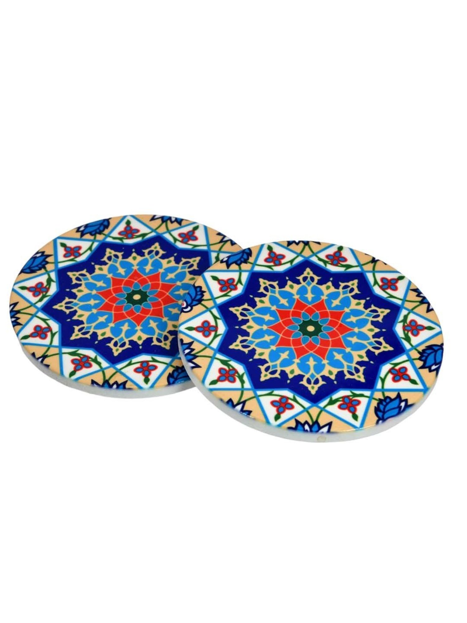 Crayton Hexagon Beige Geometric MDF Coaster - Set of 4