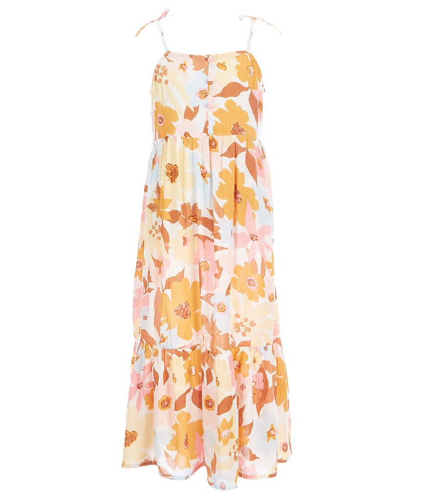 Poppies And Roses Big Girls 7-16 Cold-Shoulder Floral Maxi Dress