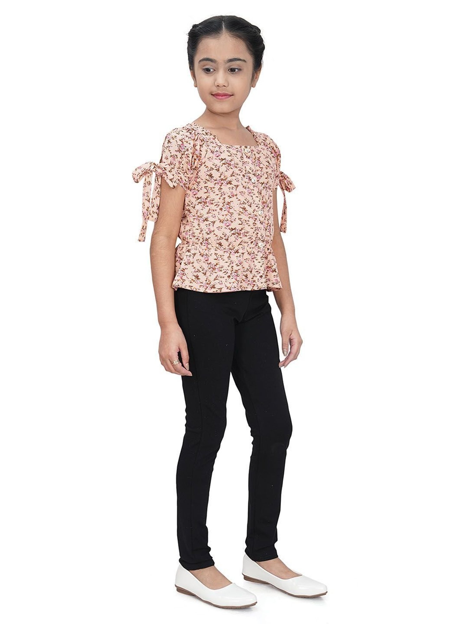 Tiny Girl Peach Floral Print Shirt