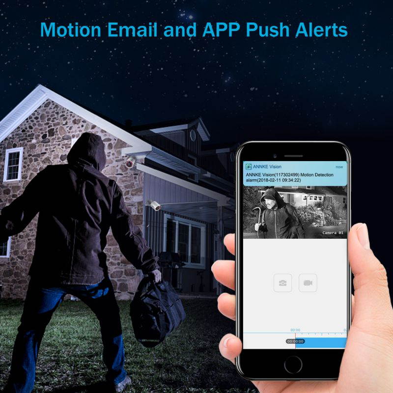 ANNKE CCTV Camera System 8 Channel 3MP 5-in-1 H.265+ DVR and 4&times;1080P Starlight DE-Noise HD Weatherproof Cameras Email Alert with Snapshots, Remote Access with 1TB HDD